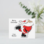 文字カスタムスケートで滑るサンタ シーズンポストカード (スタンド正面)