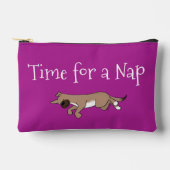 文字カスタムスリーピードッグホットピンクバックパターン アクセサリーポーチ (正面)