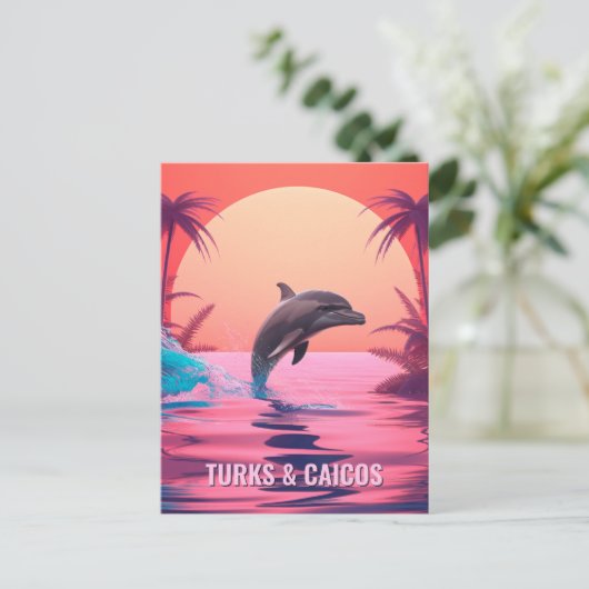 文字カスタムタークスアンドカイコスドルフィン ポストカード (スタンド正面)