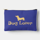 文字カスタムダッシュンドブルーパタカラフルーンドッグ アクセサリーポーチ (正面)