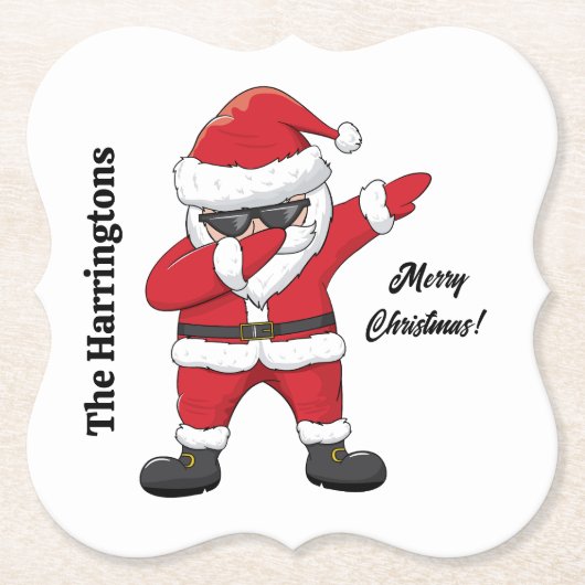 文字カスタムダビング踊りサンタ ペーパーコースター (正面)