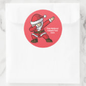 文字カスタムダビング踊りサンタ ラウンドシール (バッグ)