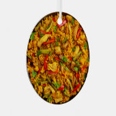 文字カスタムチキンパエラ メタルオーナメント (正面右)