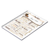 文字カスタムチョコレートマルチリンガルタイポグラフィ ノートブック (左側)