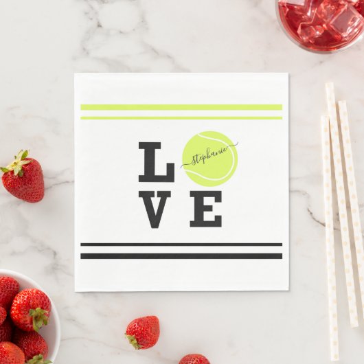 文字カスタムテニスボールラケットパーティー宴会 スタンダードランチョンナプキン (インサイチュ)