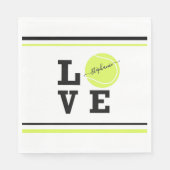 文字カスタムテニスボールラケットパーティー スタンダードランチョンナプキン (正面)