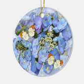 文字カスタムデリケートブルーラケキャップアジサイ セラミックオーナメント (左)
