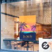 文字カスタムトロピカルアイランドサンセット ウィンドウサイン (カフェ窓)