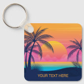 文字カスタムトロピカルアイランドサンセット キーホルダー (正面)