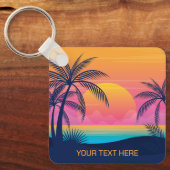 文字カスタムトロピカルアイランドサンセット キーホルダー (正面)