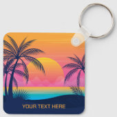 文字カスタムトロピカルアイランドサンセット キーホルダー (裏面)