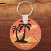 文字カスタムトロピカルアイランドサンセット キーホルダー (正面)