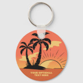 文字カスタムトロピカルアイランドサンセット キーホルダー (裏面)