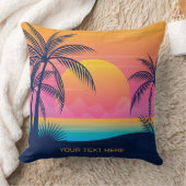 文字カスタムトロピカルアイランドサンセット クッション (ブランケット)