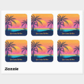 文字カスタムトロピカルアイランドサンセット スクエアシール (シート)