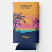 文字カスタムトロピカルアイランドサンセット スリム缶クーラー (裏面)