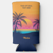 文字カスタムトロピカルアイランドサンセット スリム缶クーラー (正面)