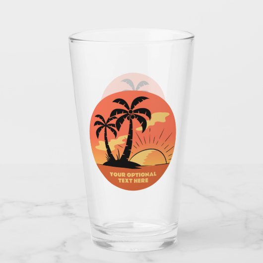 文字カスタムトロピカルアイランドサンセット タンブラーグラス (正面)