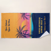 文字カスタムトロピカルアイランドサンセット ビーチタオル (正面)