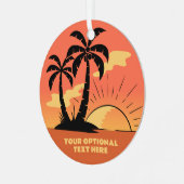文字カスタムトロピカルアイランドサンセット メタルオーナメント (正面左)