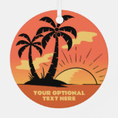 文字カスタムトロピカルアイランドサンセット メタルオーナメント (裏面)