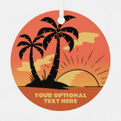 文字カスタムトロピカルアイランドサンセット メタルオーナメント (正面)