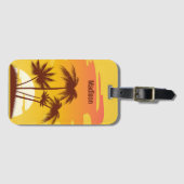 文字カスタムトロピカルアイランドサンセット ラゲッジタグ (正面横)