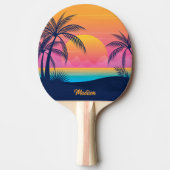 文字カスタムトロピカルアイランドサンセット 卓球ラケット (正面)