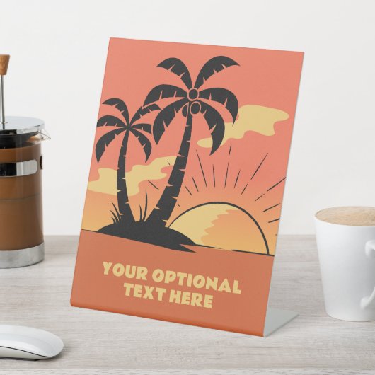 文字カスタムトロピカルアイランドサンセット 台座サイン (インサイチュ)