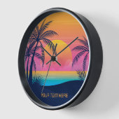 文字カスタムトロピカルアイランドサンセット 壁時計 (傾斜)