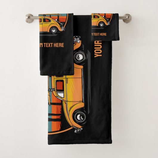 文字カスタムトロピカルサンセット バスタオルセット (インサイチュ)