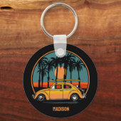 文字カスタムトロピカルサーファーサンセット キーホルダー (正面)