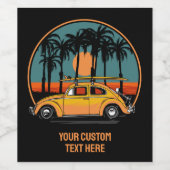 文字カスタムトロピカルサーファーサンセット ワインラベル (シングルラベル)