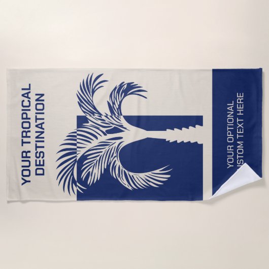 文字カスタムトロピカルバケーション ビーチタオル (正面)