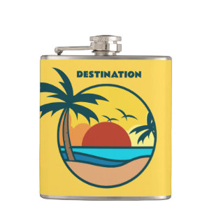 文字カスタムトロピカルビーチサンセット フラスク