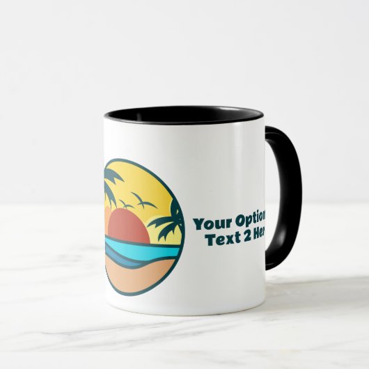 文字カスタムトロピカルビーチサンセット マグカップ (正面右)