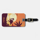 文字カスタムトロピカルフラミンゴ荷物タグ ラゲッジタグ (正面横)