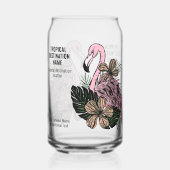 文字カスタムトロピカルフラミンゴ ガラス缶 (正面)