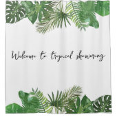 文字カスタムトロピカルリーフサマー感じズの緑 シャワーカーテン (正面)