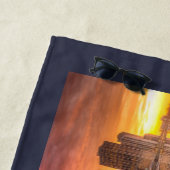 文字カスタムニューヨークシティスカイライン ビーチタオル (インサイチュ)