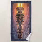 文字カスタムニューヨークシティスカイライン ビーチタオル (正面)