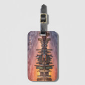 文字カスタムニューヨークシティスカイライン ラゲッジタグ (正面縦)