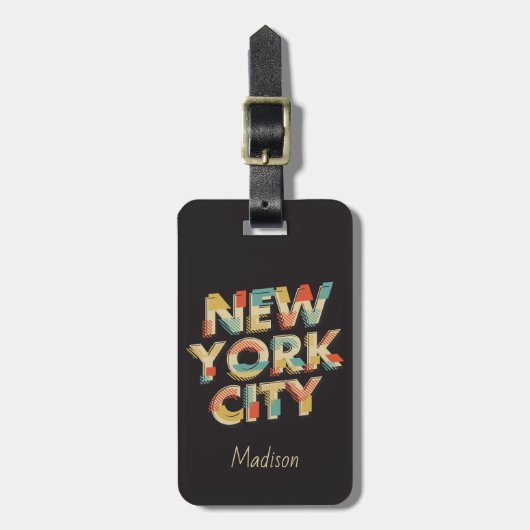 文字カスタムニューヨーク市の荷物タグ ラゲッジタグ (正面縦)