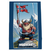 文字カスタムノルウェーのトロール ミディアムペーパーバッグ (裏面)