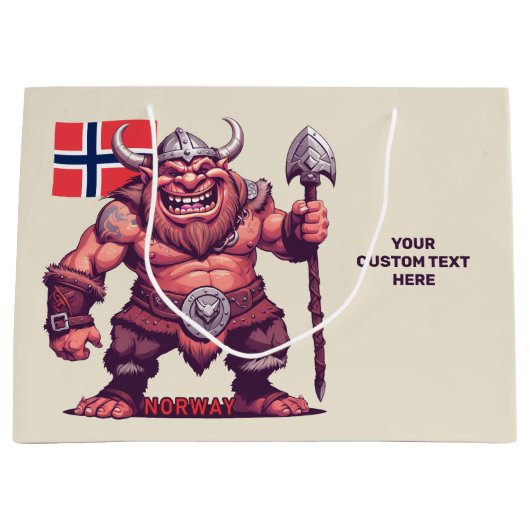 文字カスタムノルウェーのトロール ラージペーパーバッグ (正面)