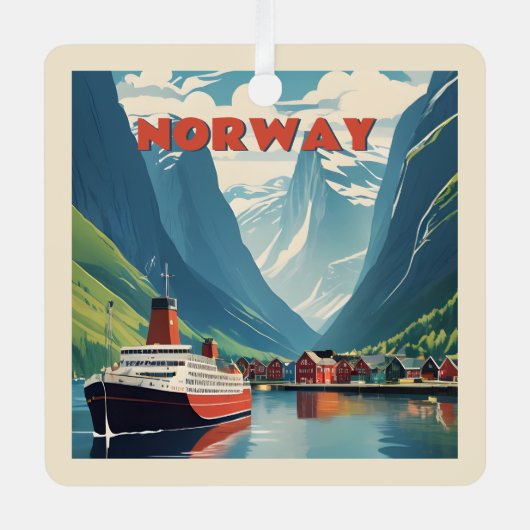 文字カスタムノルウェー メタルオーナメント (正面)