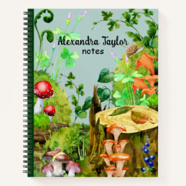 文字カスタムノート水彩森キノコ ノートブック