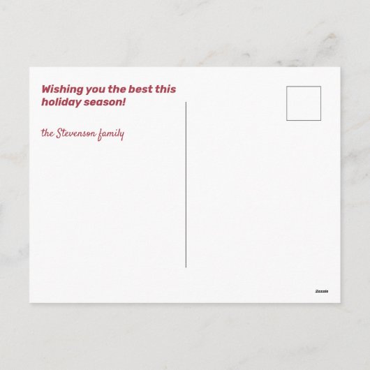 文字カスタムハッピーホリデイズスノーフレークスツリー シーズンポストカード (裏面)