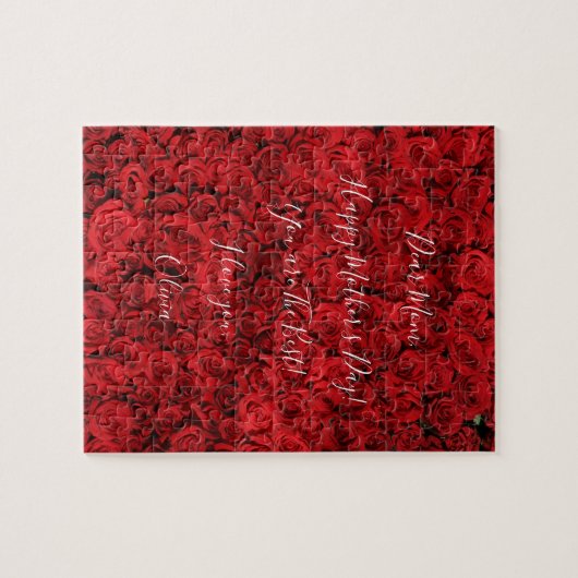 文字カスタムハッピーマザーズデイレッドローゼロマンチック ジグソーパズル (横)