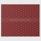 文字カスタムハッピーマザーズデイ赤いハートパターン ラッピングペーパー (フラット)